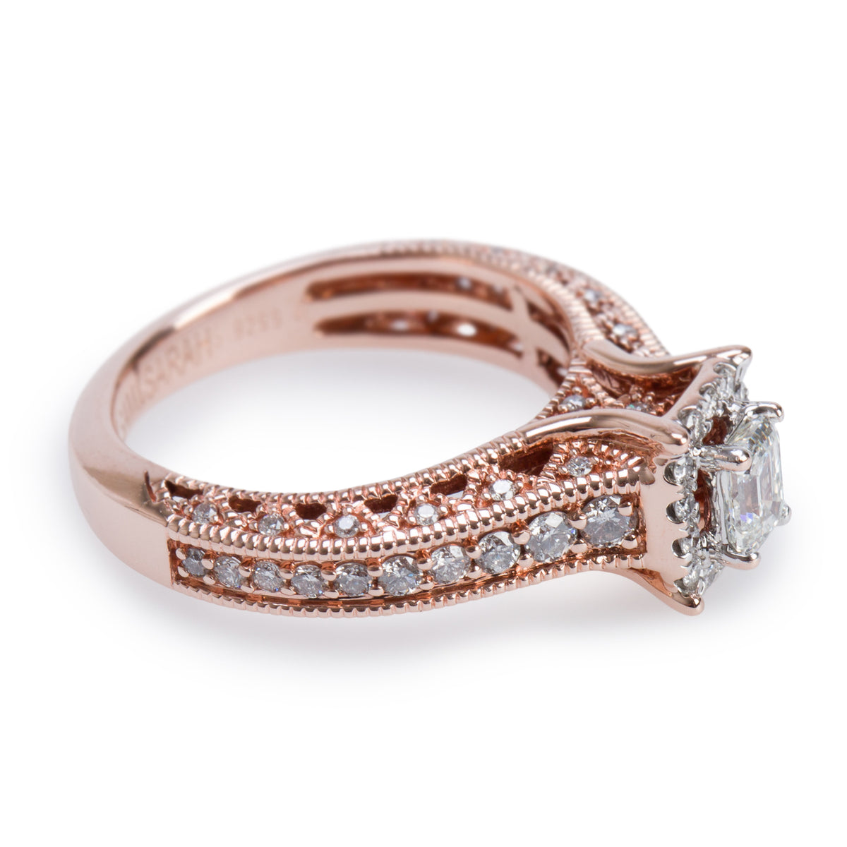 14k Rose Gold 0.30 ct. Emerald Cut Diamond Engagement Ring, Size 4.5