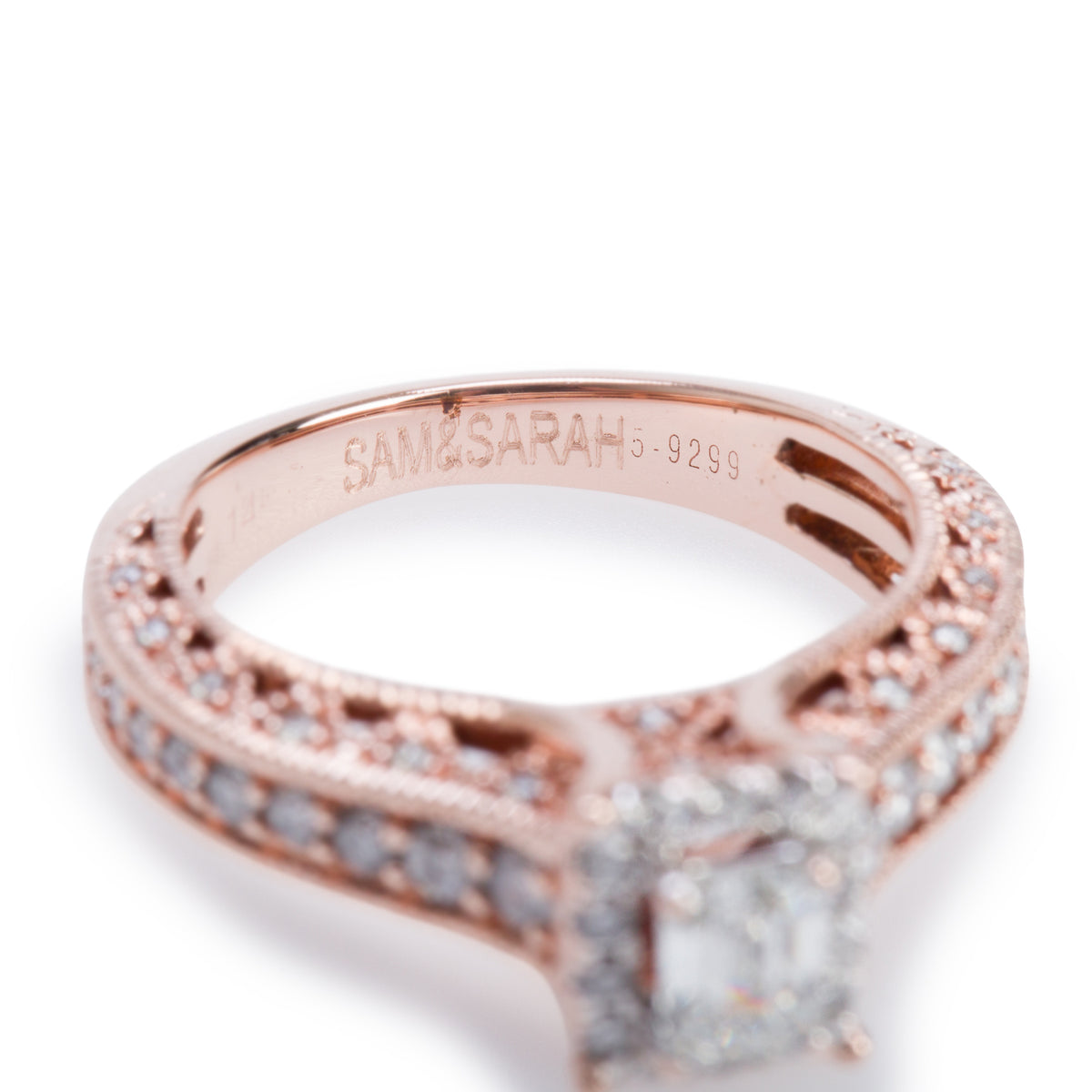 14k Rose Gold 0.30 ct. Emerald Cut Diamond Engagement Ring, Size 4.5