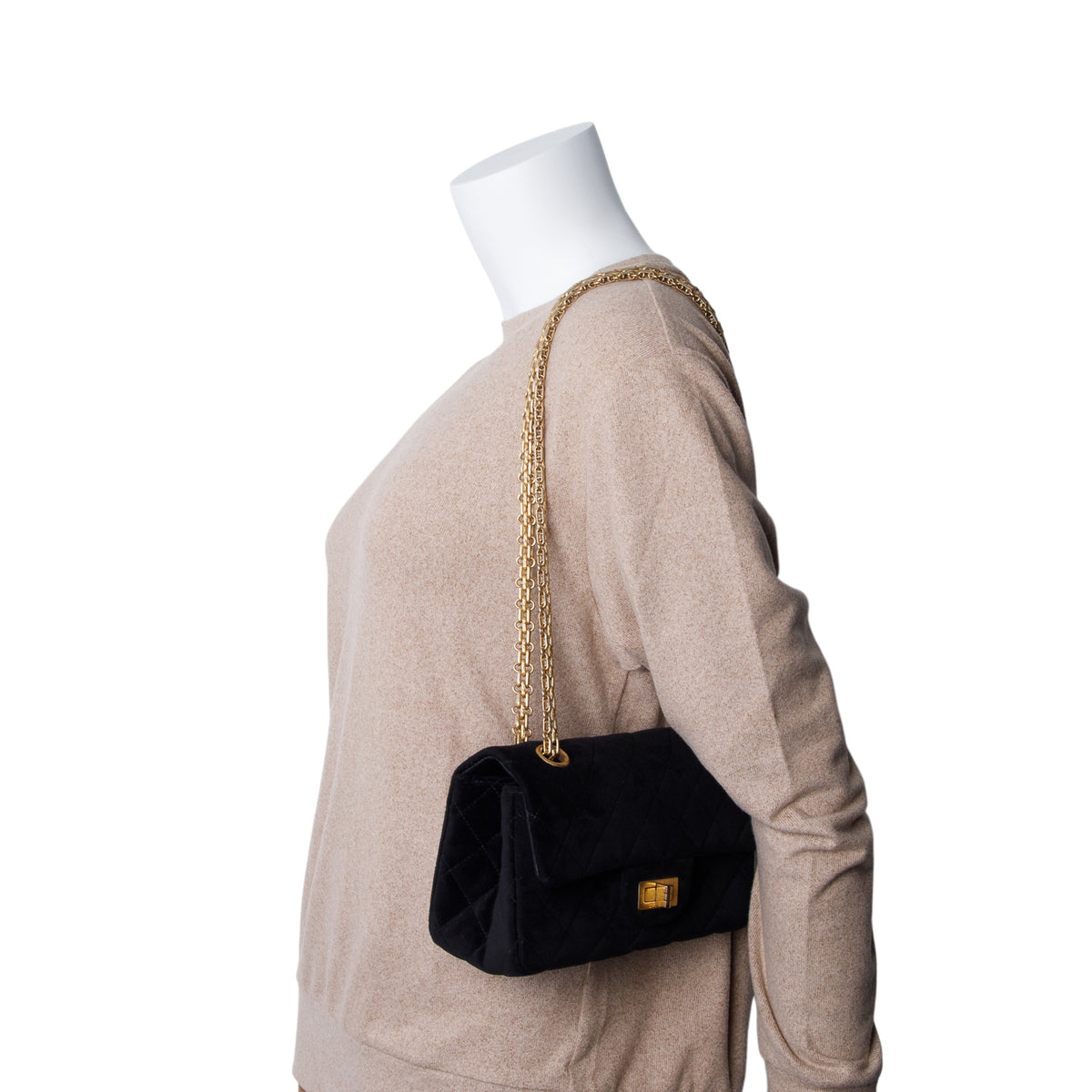 Chanel Black Velvet Quilted Mini 2.55 Reissue Flap w/ Authenticity Card