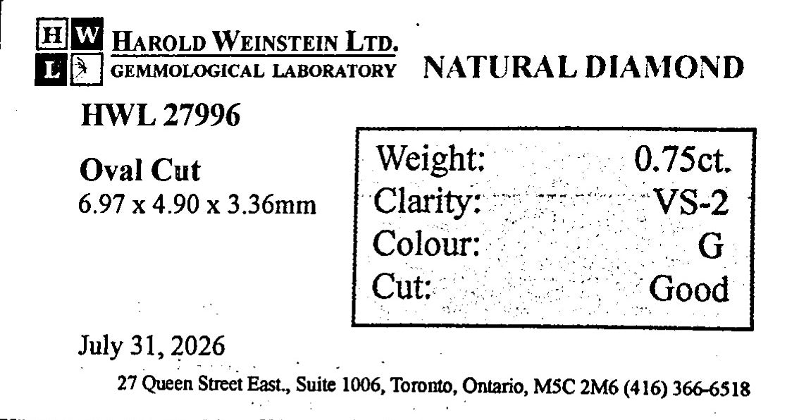 Natural 0.75 ct. Oval Cut Loose Diamond