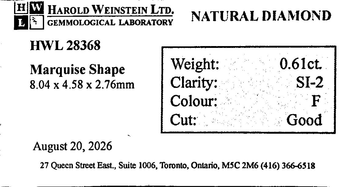 Natural 0.61 ct. Marquise Cut Loose Diamond