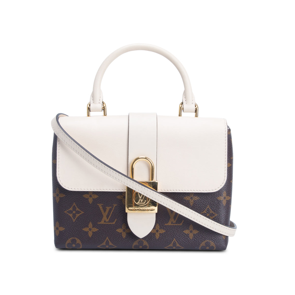 Louis Vuitton Monogram Cream Leather Locky BB w/ Strap
