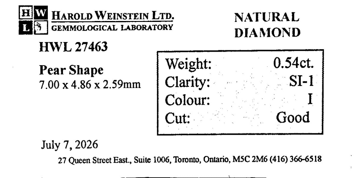 Natural 0.54 ct. Pear Cut Loose Diamond