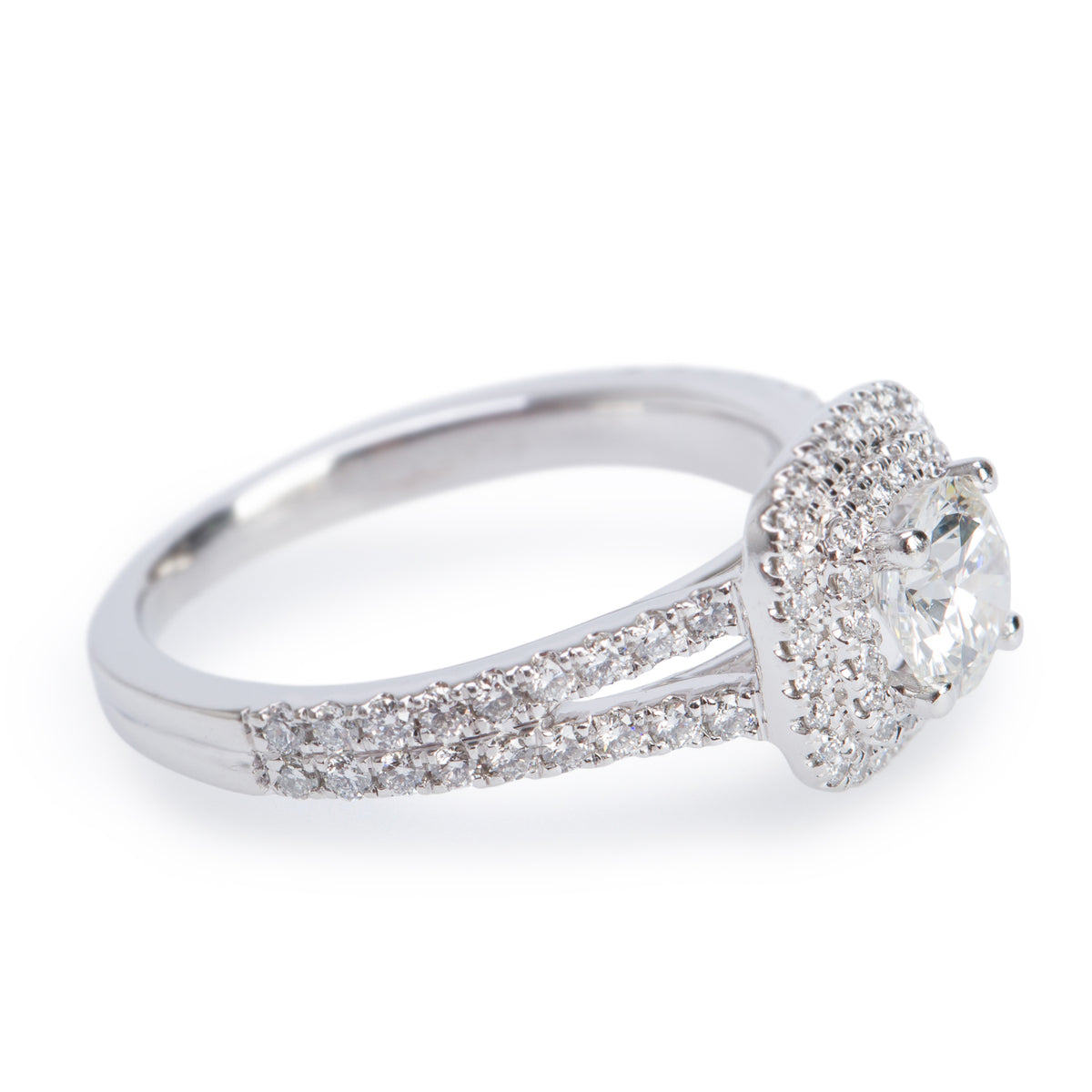 Platinum 0.59 ct. Round Brilliant Cut Diamond Engagement Ring, Size 5.75