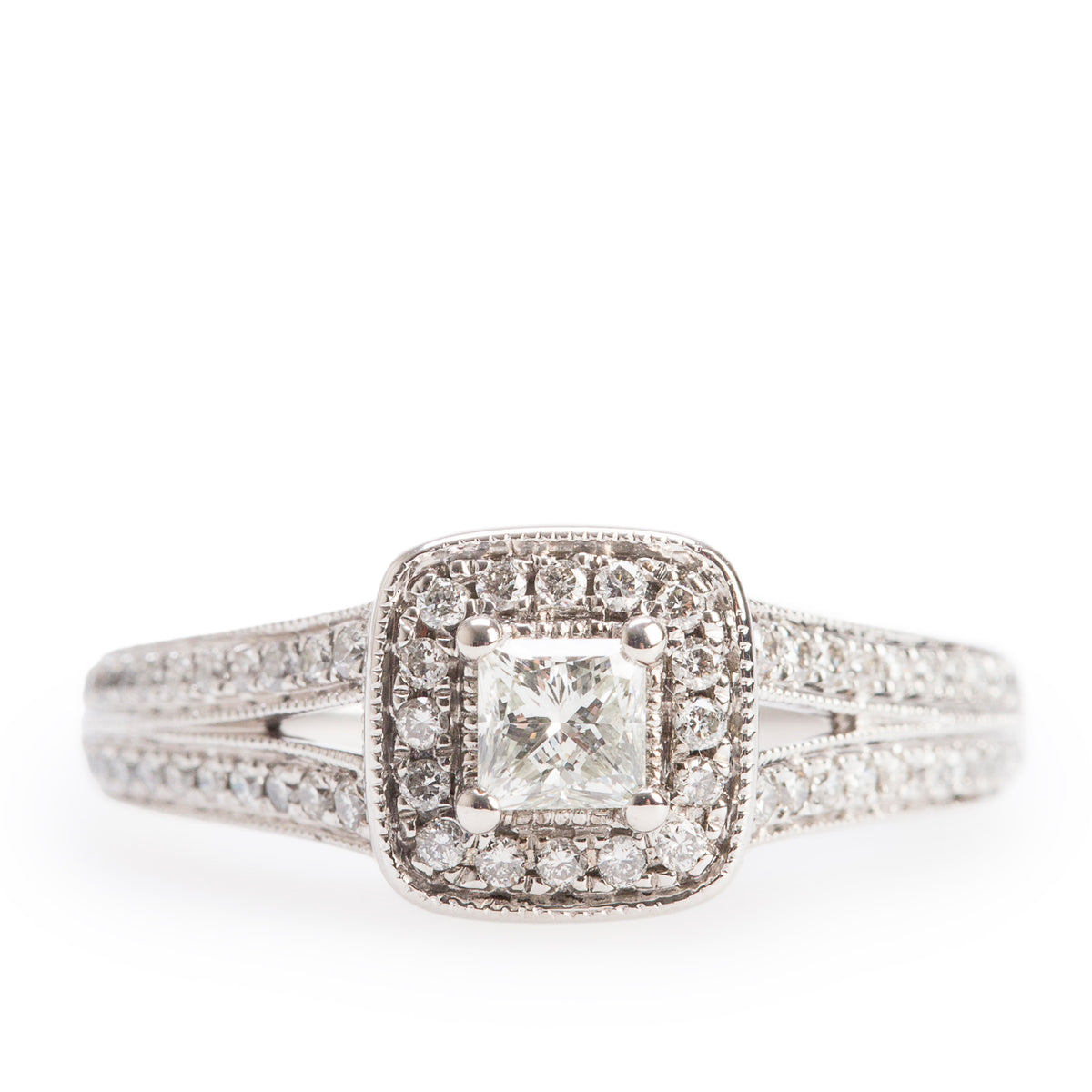 Vera Wang 14k White Gold 0.28 ct. Princess Cut Diamond Engagement Ring, Size 6.25