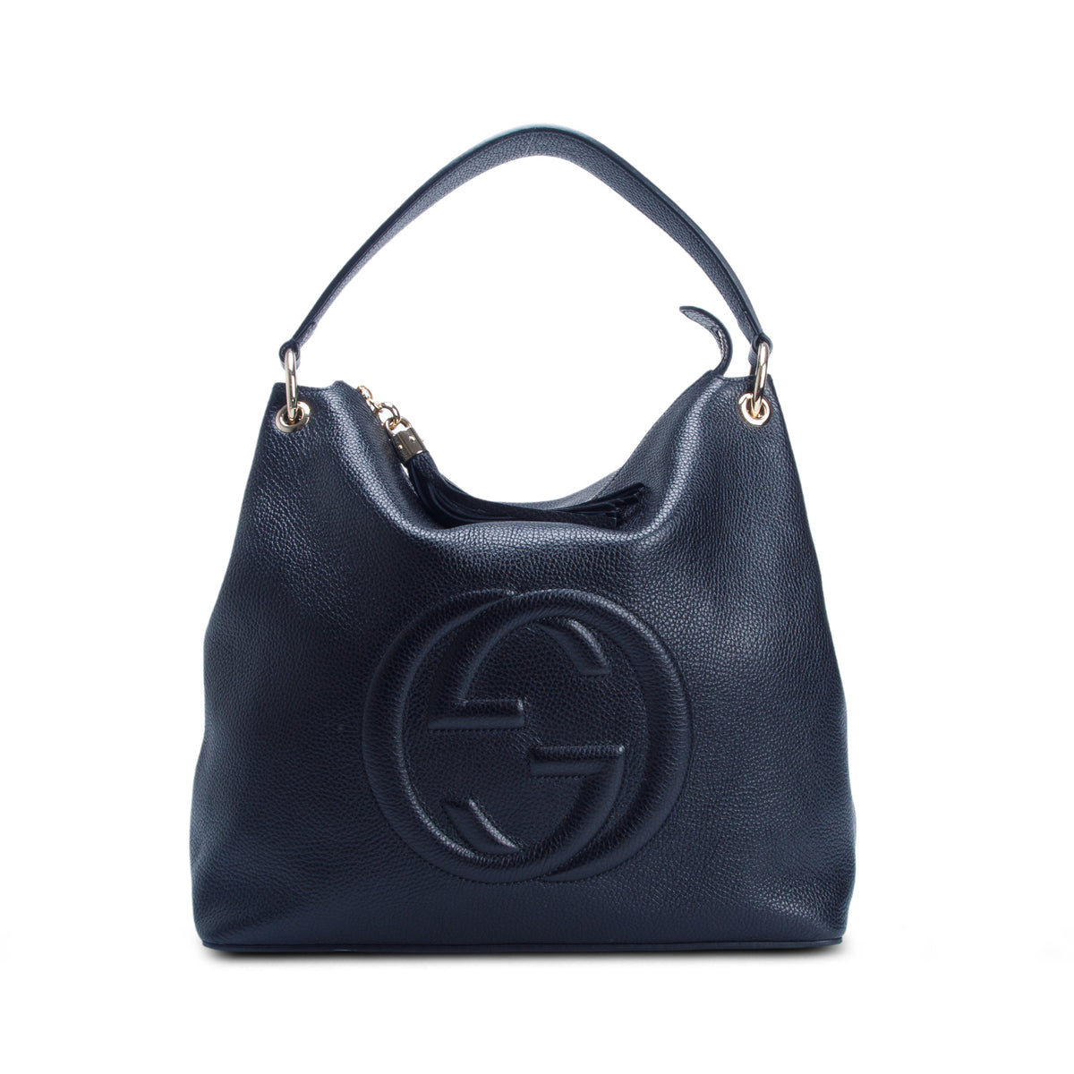 Gucci Black Pebbled Calfskin Leather Convertible Soho Hobo Bag w/ Box