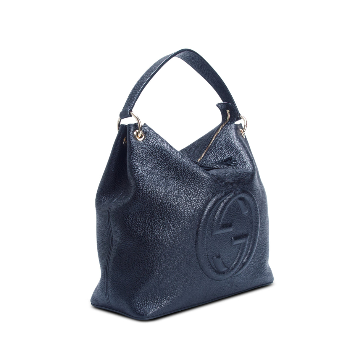 Gucci Black Pebbled Calfskin Leather Convertible Soho Hobo Bag w/ Box