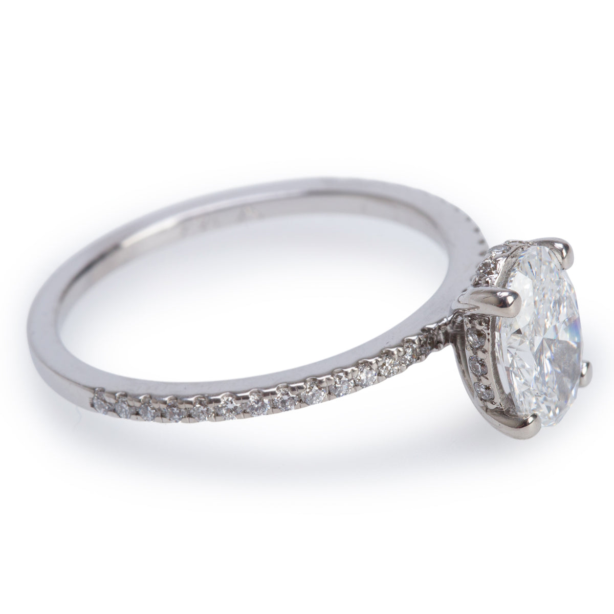 14k White Gold 0.91 ct. Oval Cut Diamond Engagement Ring, Size 5.5 w/ GIA