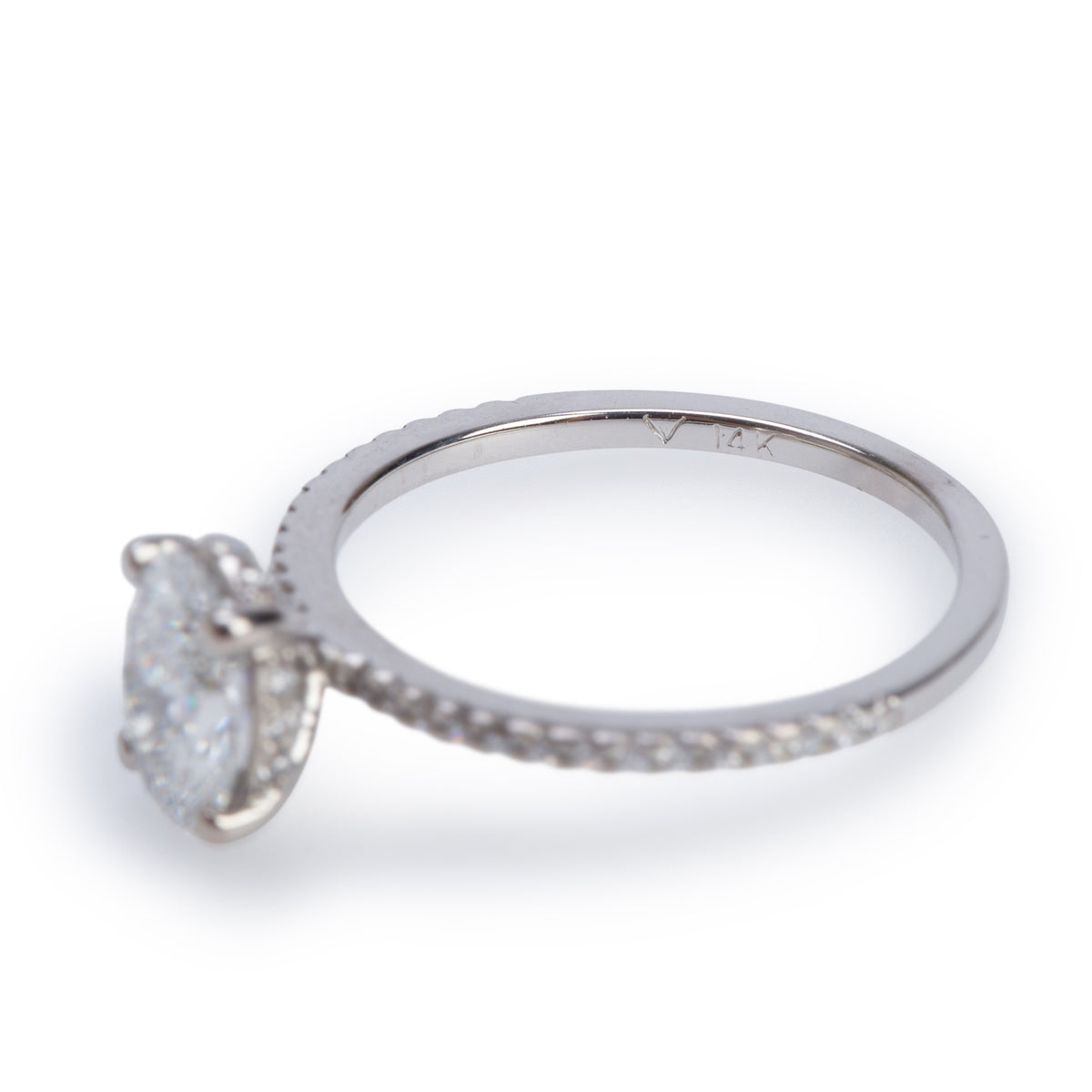 14k White Gold 0.91 ct. Oval Cut Diamond Engagement Ring, Size 5.5 w/ GIA
