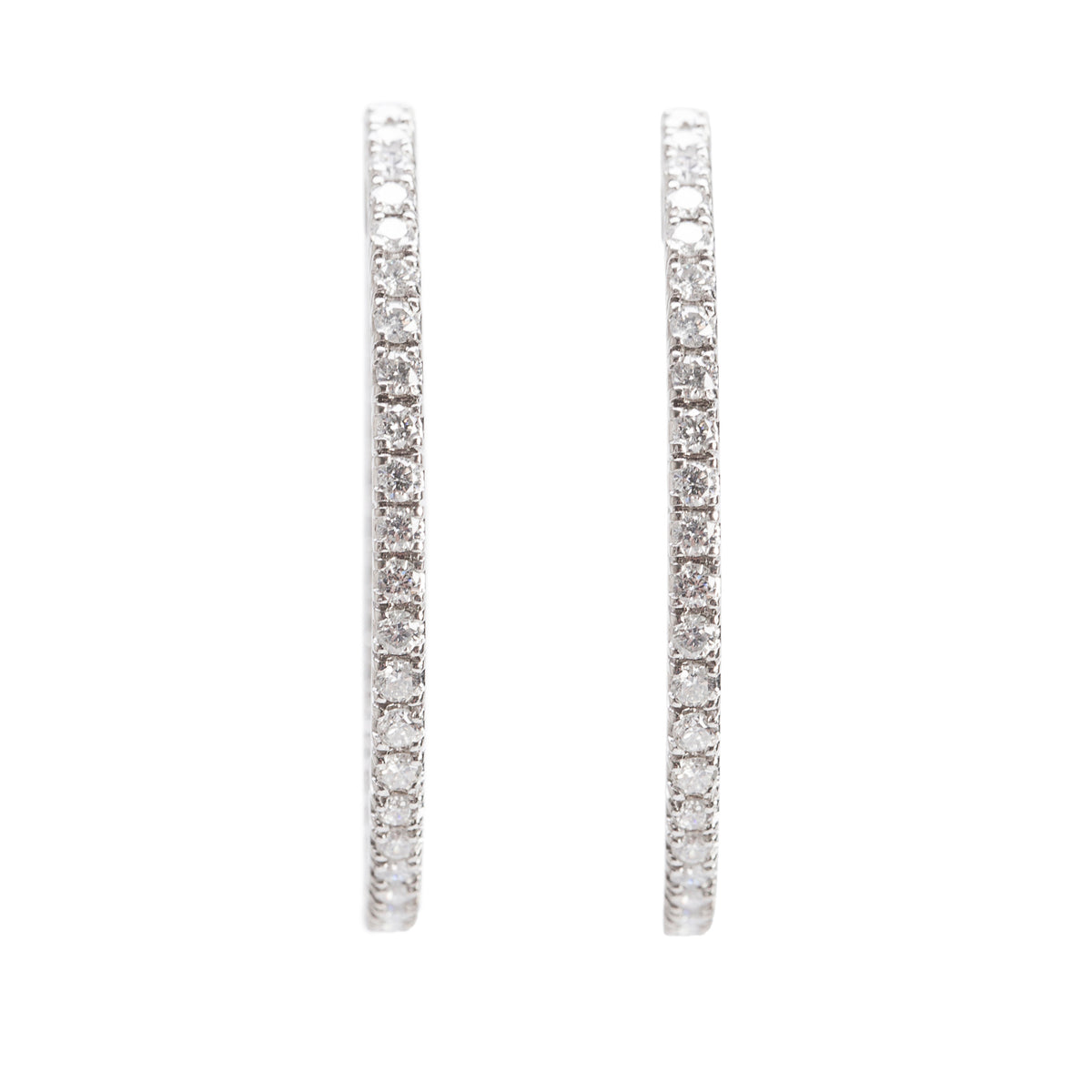 18k White Gold 2.10 tcw. Diamond Hoop Earrings