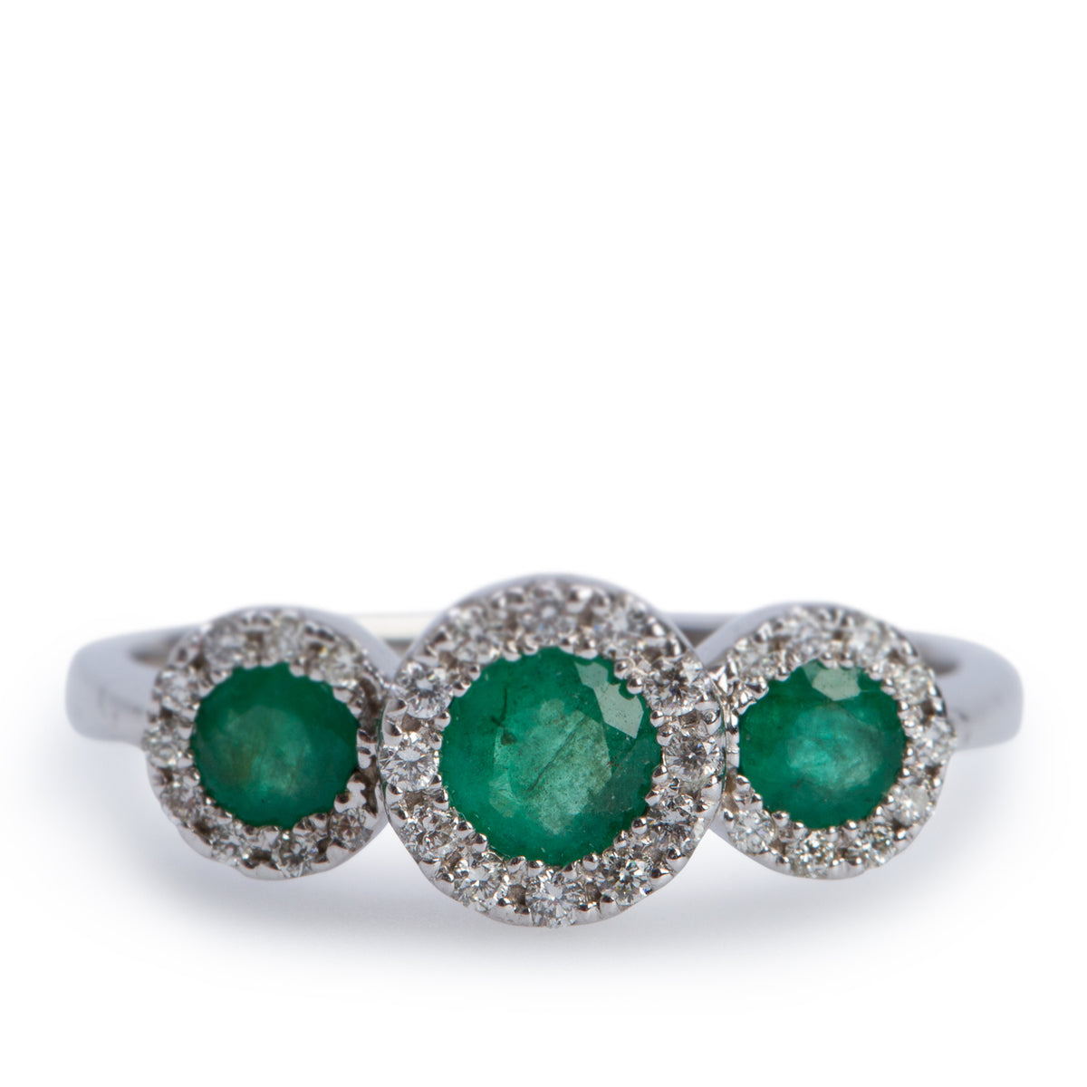 Effy 14k White Gold Emerald & Diamond Ring, Size 7.25