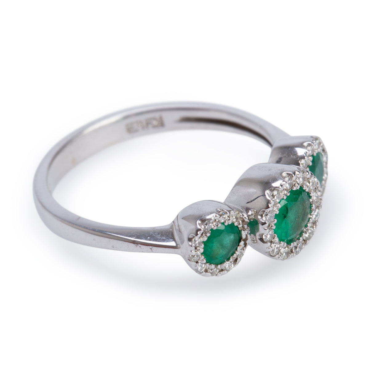 Effy 14k White Gold Emerald & Diamond Ring, Size 7.25