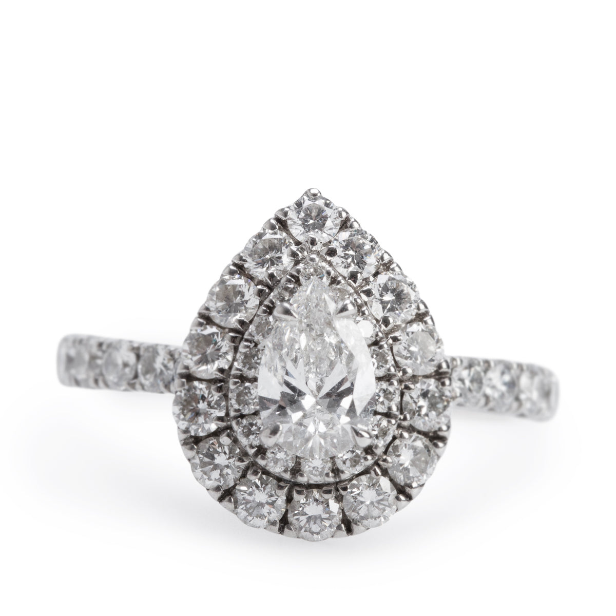 14k White Gold 0.50 ct. Pear Shaped Diamond Engagement Ring, Size 7