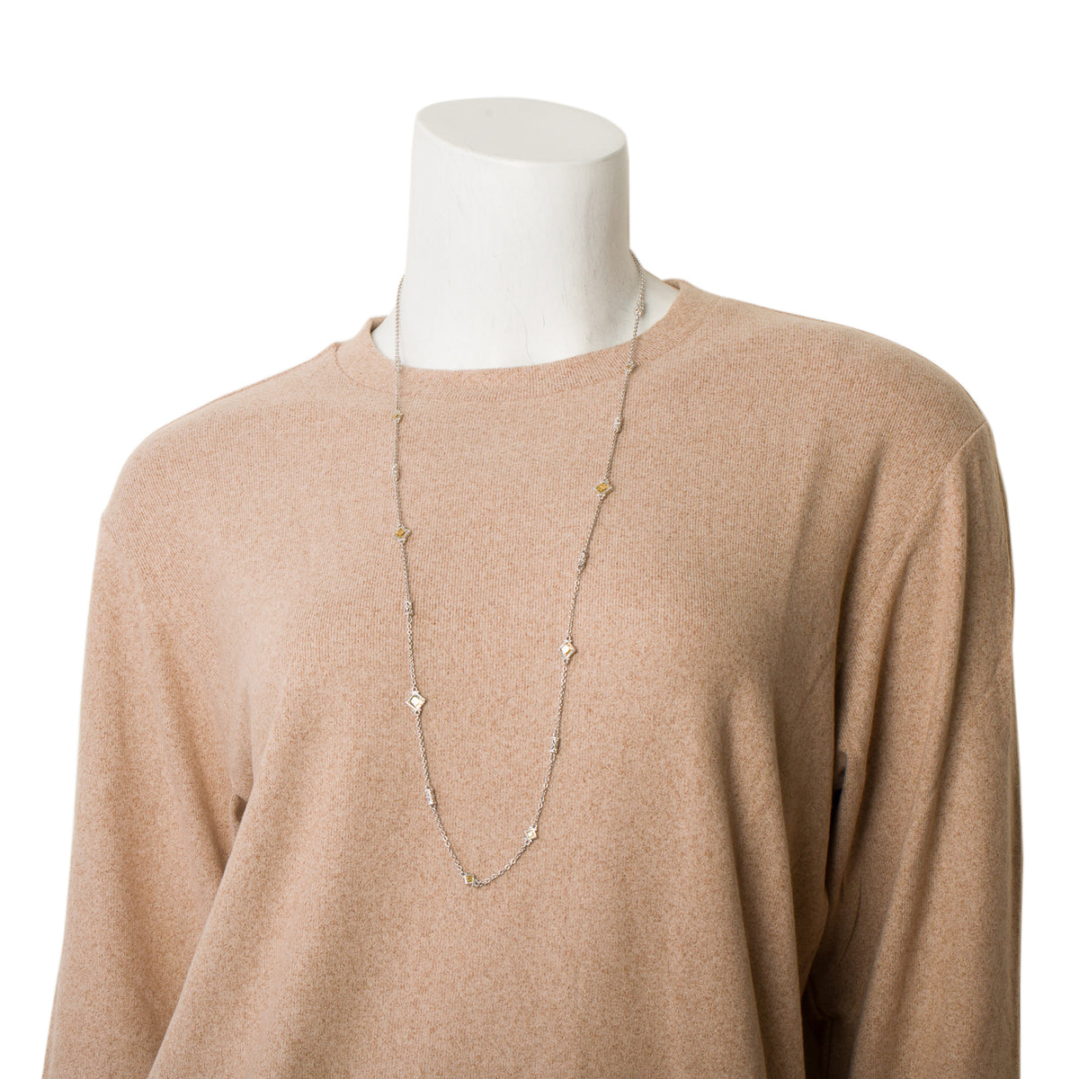 Judith Ripka Sterling Silver Canary Crystal Station Necklace