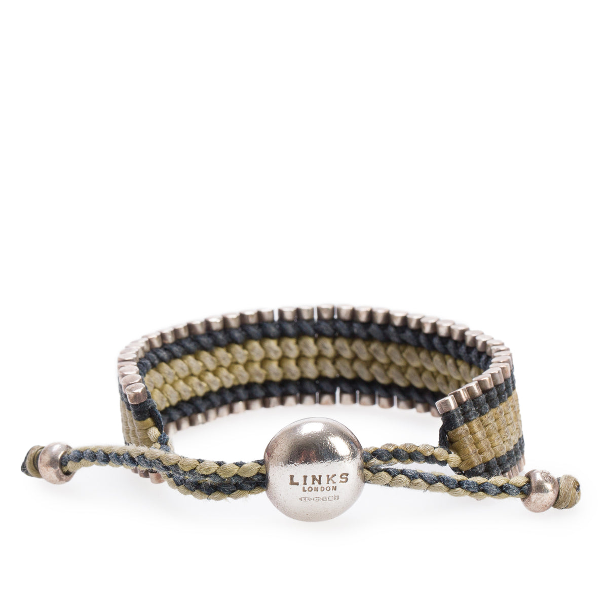 Links of London Sterling Silver Black & Beige Cord Friendship Bracelet