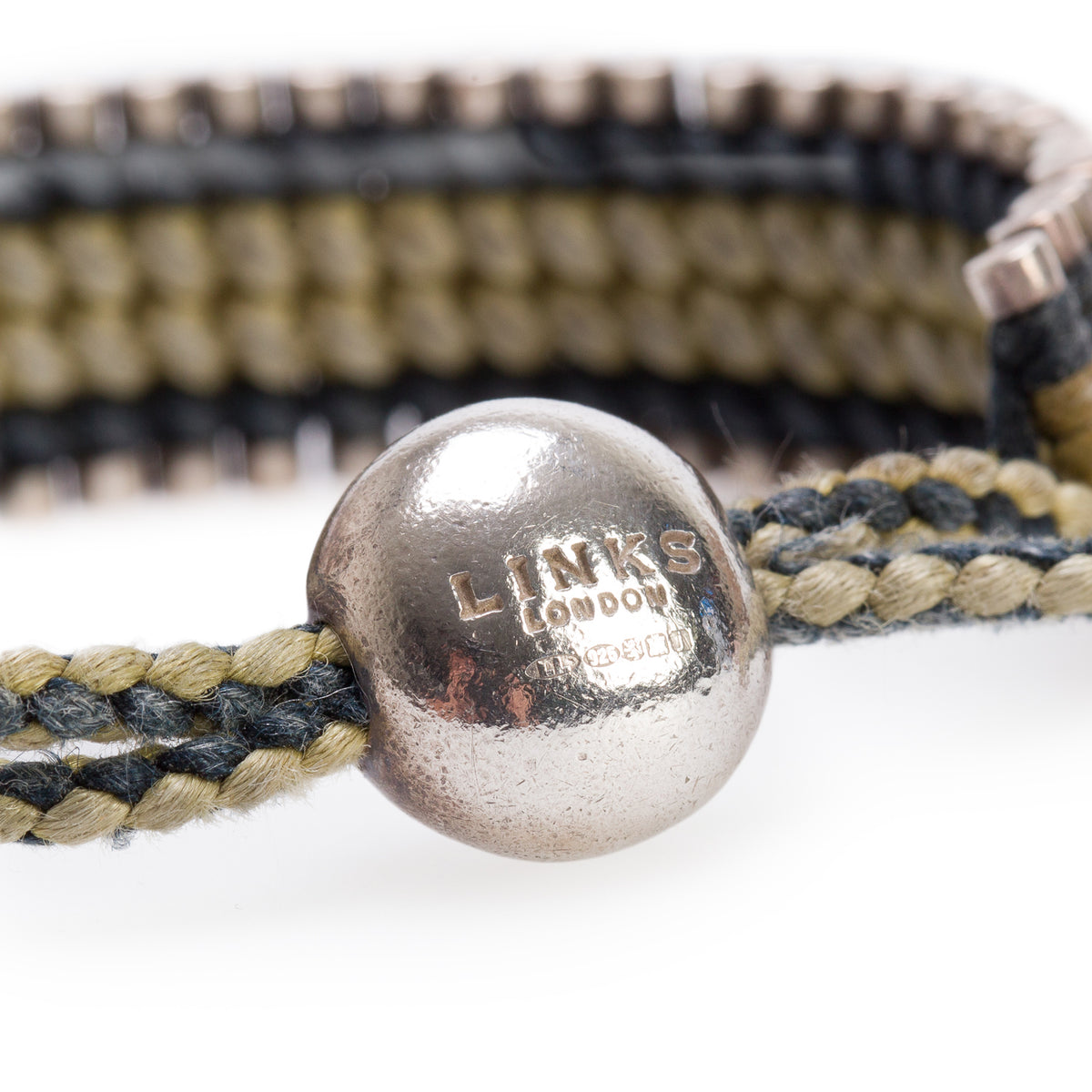 Links of London Sterling Silver Black & Beige Cord Friendship Bracelet