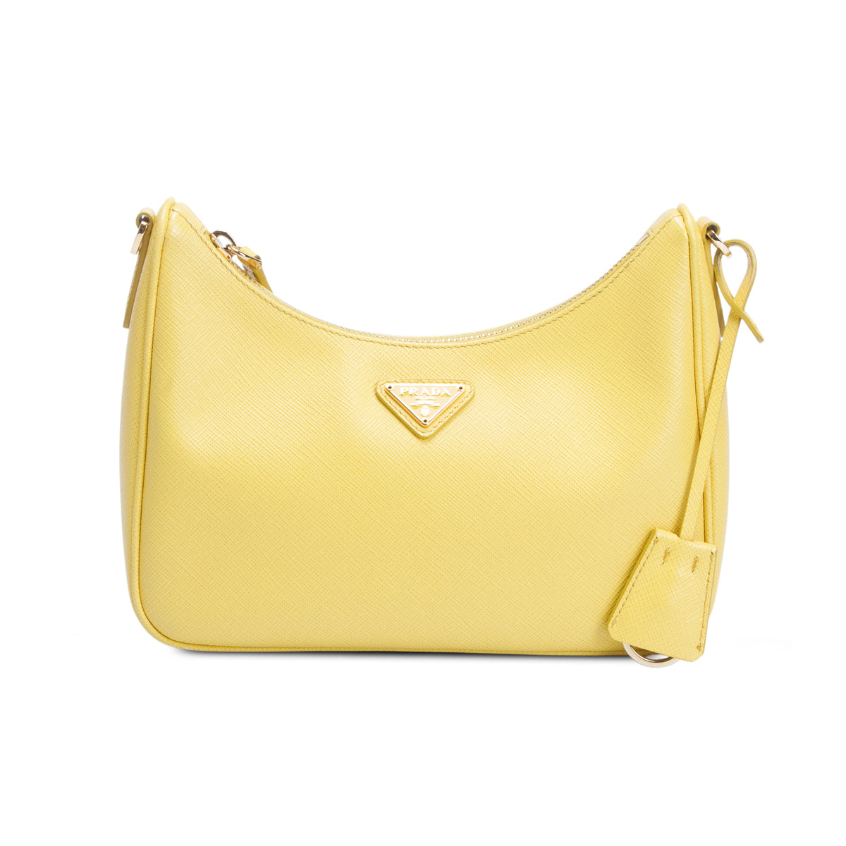 Prada Yellow Saffiano Lux Re-Edition 2005 Shoulder Bag w/ Straps & Authenticity Card