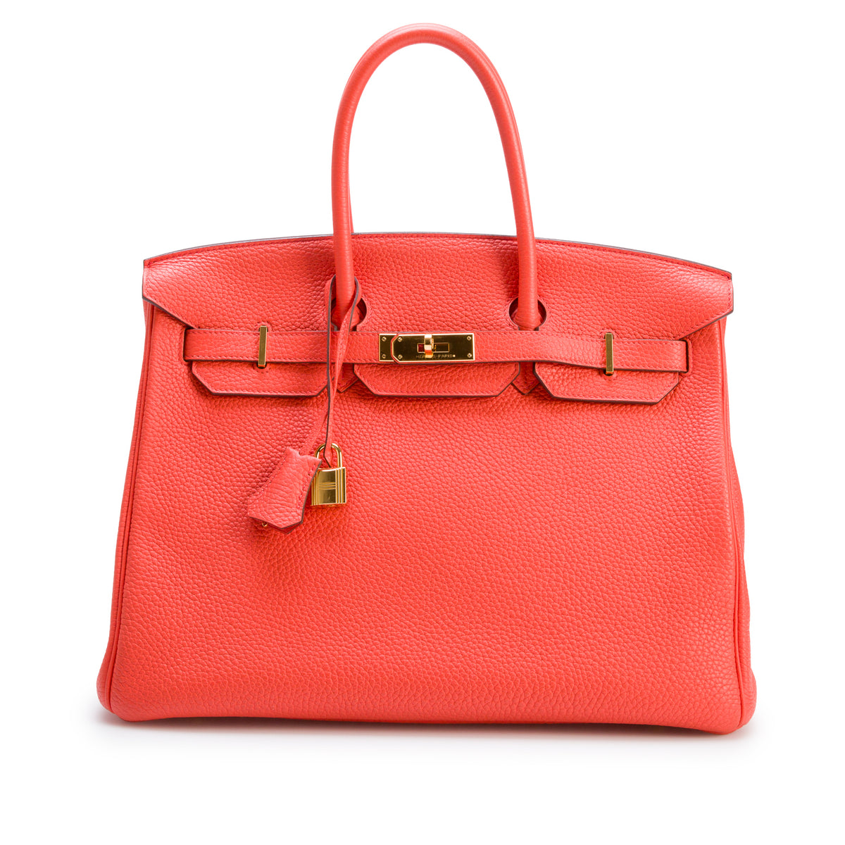 Hermes Orange Feu Taurillon Clemence Birkin 35