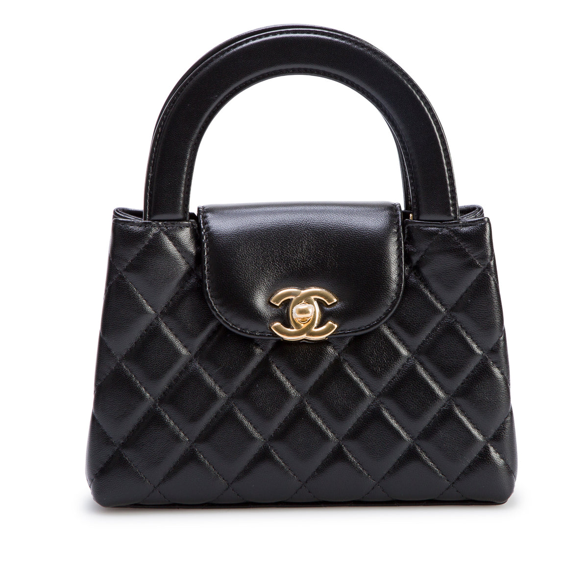 Chanel 2026 Black Shiny Aged Calfskin Quilted Nano Kelly Shopper w/ Box & Receipt