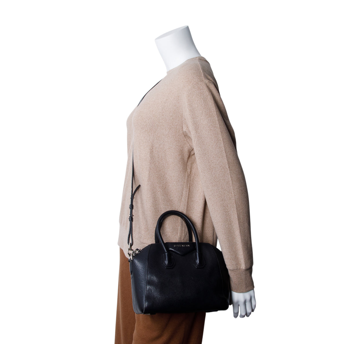 Givenchy Black Leather Mini Antigona Bag w/ Strap