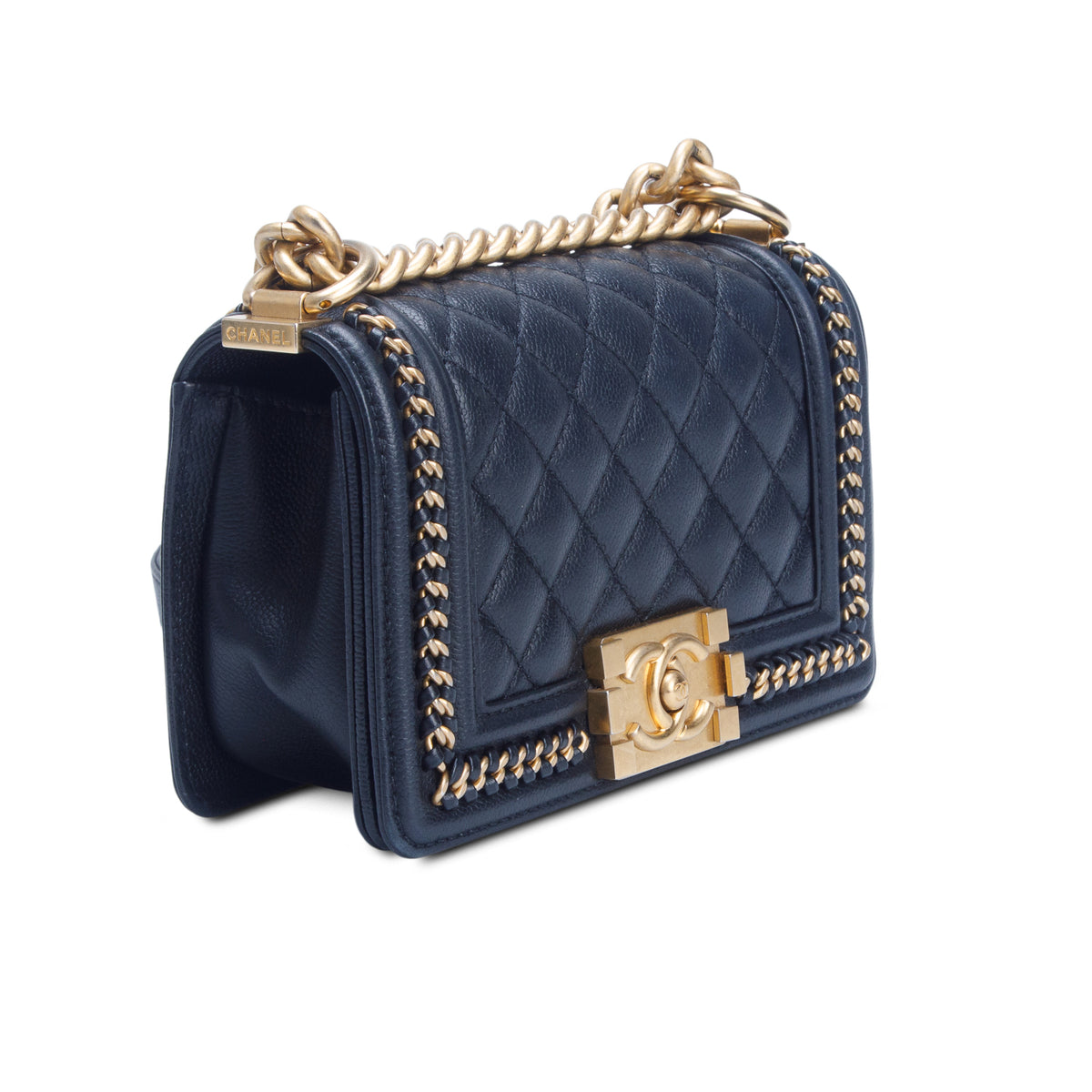 Chanel 2021 Black Caviar Quilted Small Chain Around Boy Flap w/ Box & Receipt