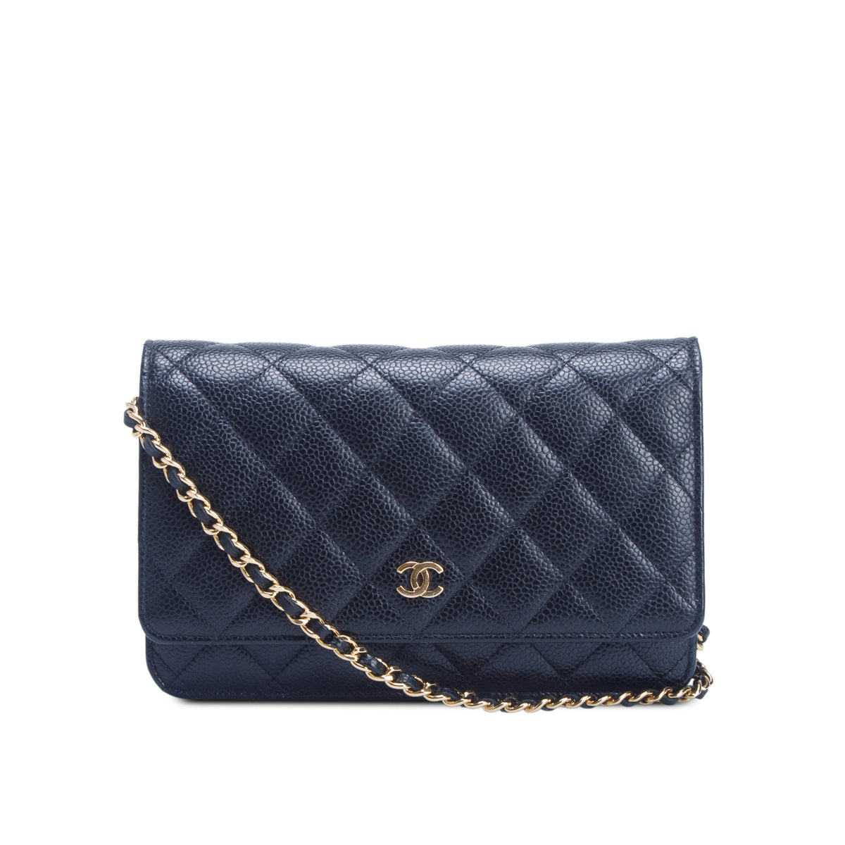 Chanel 2020 Black Caviar Quilted Classic Wallet on Chain w/ Box, Authenticity Card & Receipt