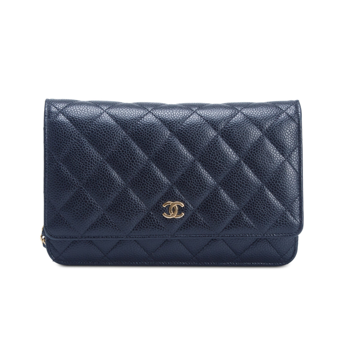 Chanel 2020 Black Caviar Quilted Classic Wallet on Chain w/ Box, Authenticity Card & Receipt