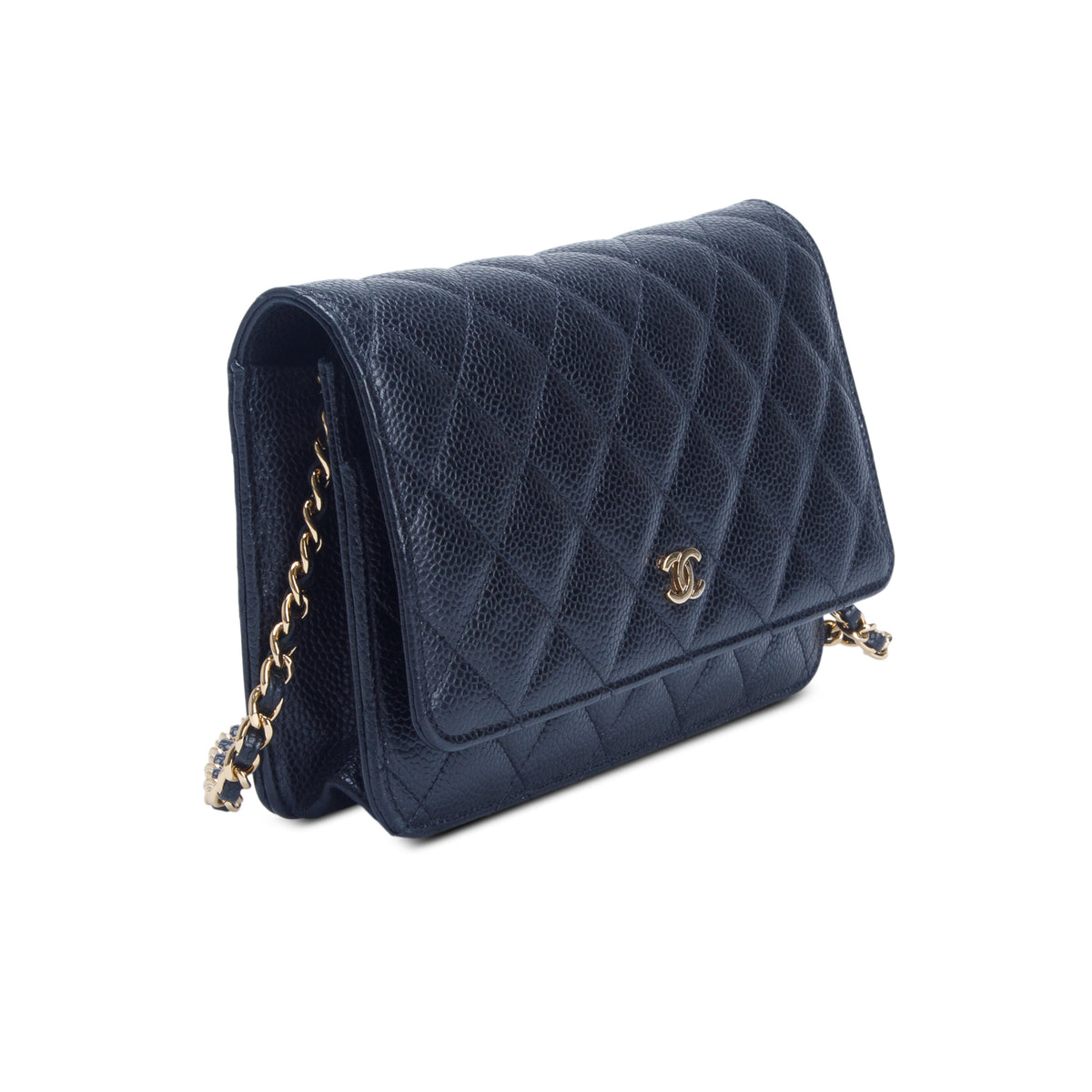 Chanel 2020 Black Caviar Quilted Classic Wallet on Chain w/ Box, Authenticity Card & Receipt