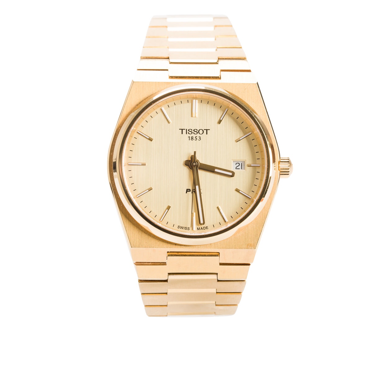 Tissot Gold-Plated Stainless Steel PRX 40 MM Quartz Watch Gold Dial w/ Box & Papers