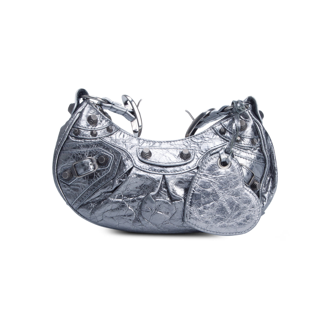 Balenciaga Silver Agneau Arena Le Cagole Shoulder Bag XS w/ Box