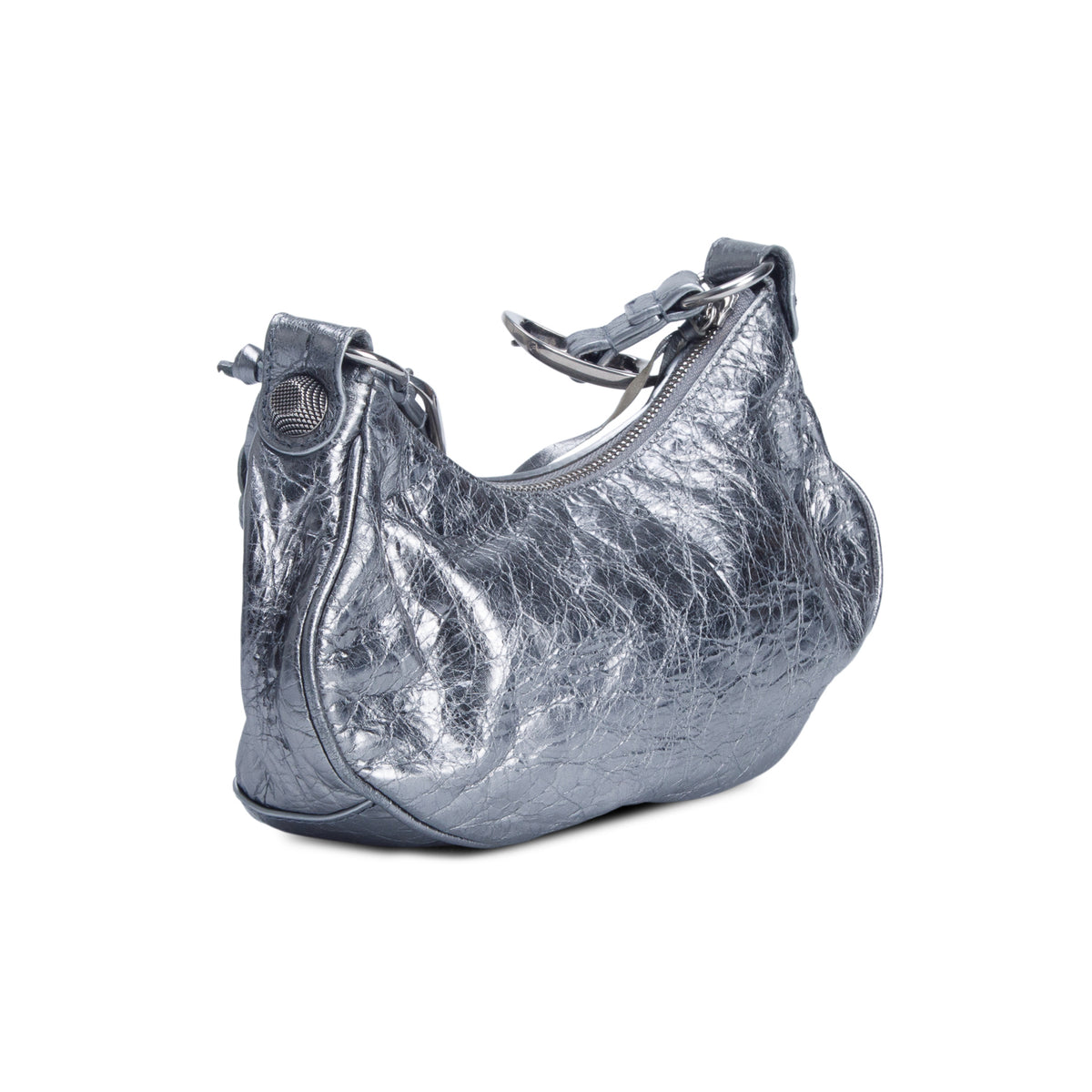 Balenciaga Silver Agneau Arena Le Cagole Shoulder Bag XS w/ Box