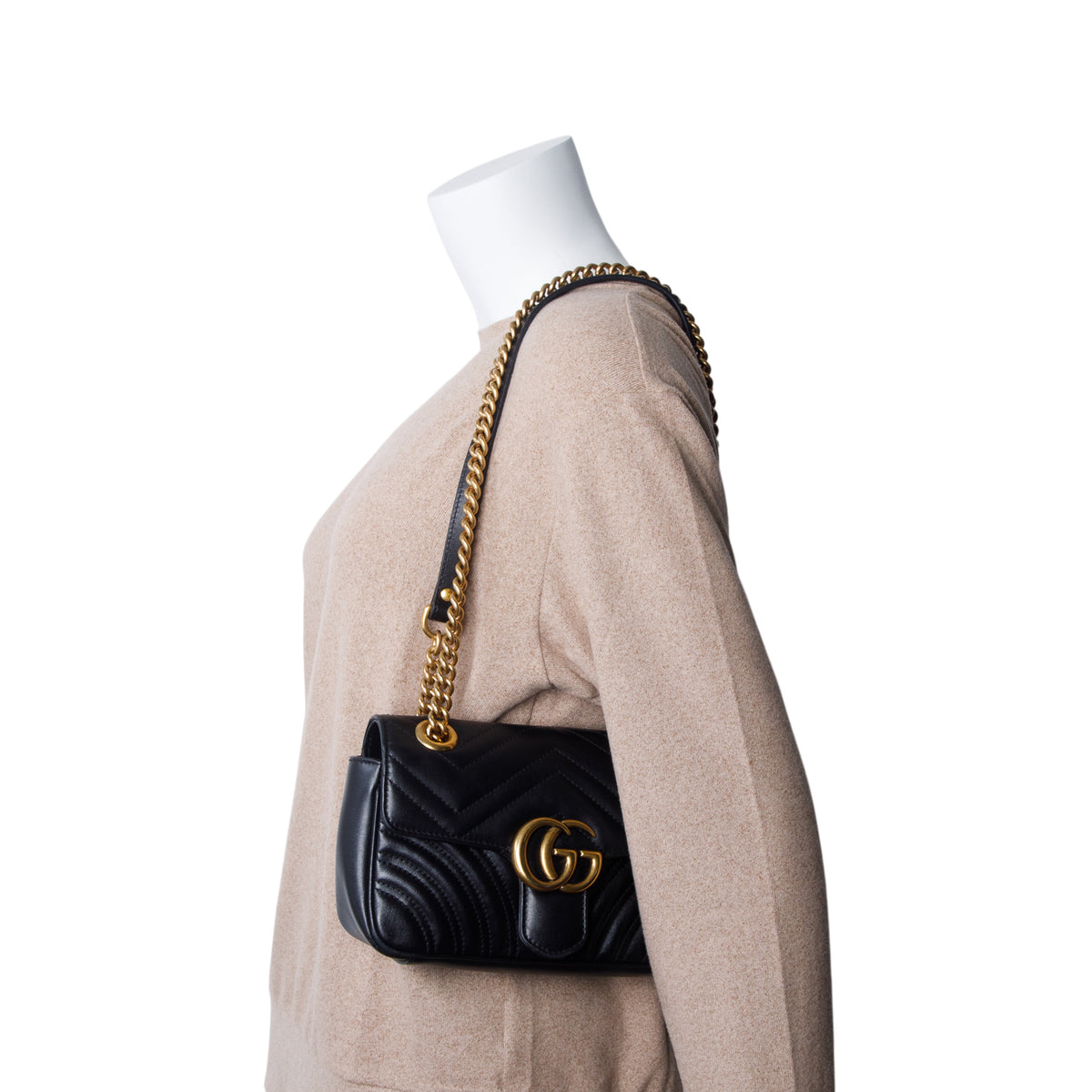 Gucci Black GG Marmont Matelasse Small Shoulder Bag