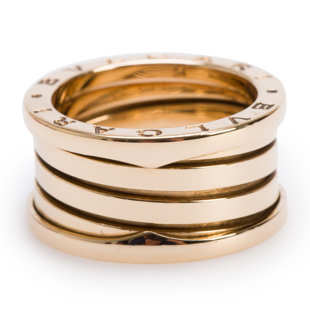 BVLGARI 18k Yellow Gold B.Zero1 Four-Band Ring, Size 54 6.75 w/ Box