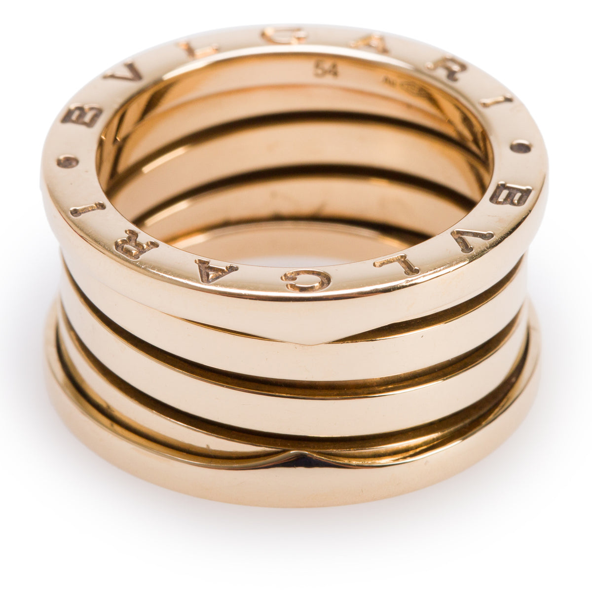 BVLGARI 18k Yellow Gold B.Zero1 Four-Band Ring, Size 54 6.75 w/ Box