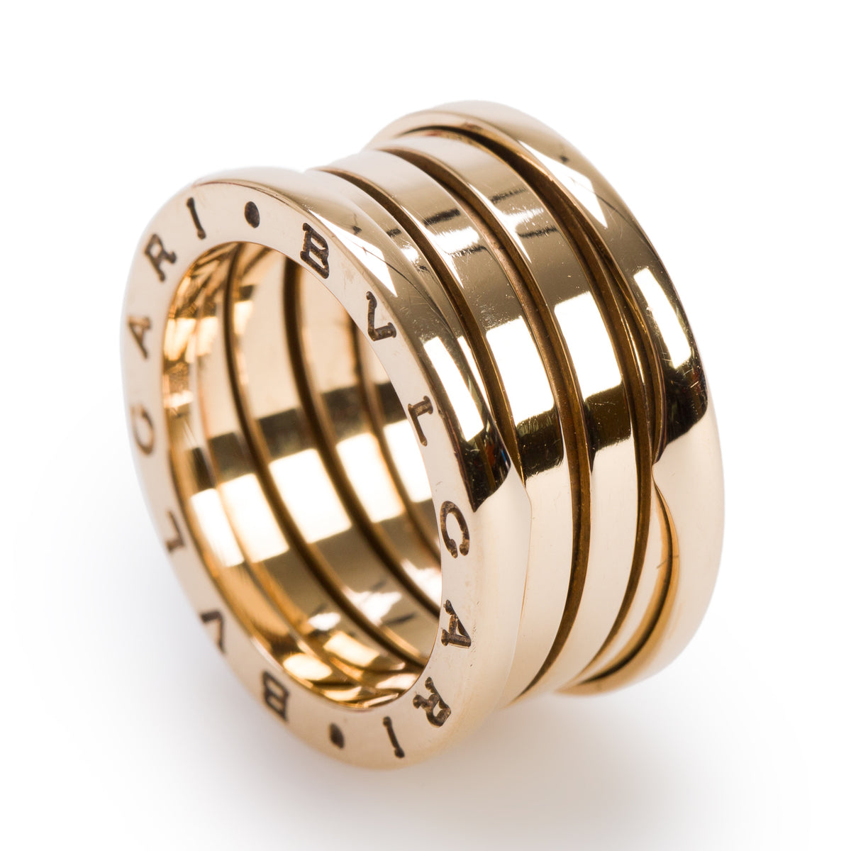 BVLGARI 18k Yellow Gold B.Zero1 Four-Band Ring, Size 54 6.75 w/ Box