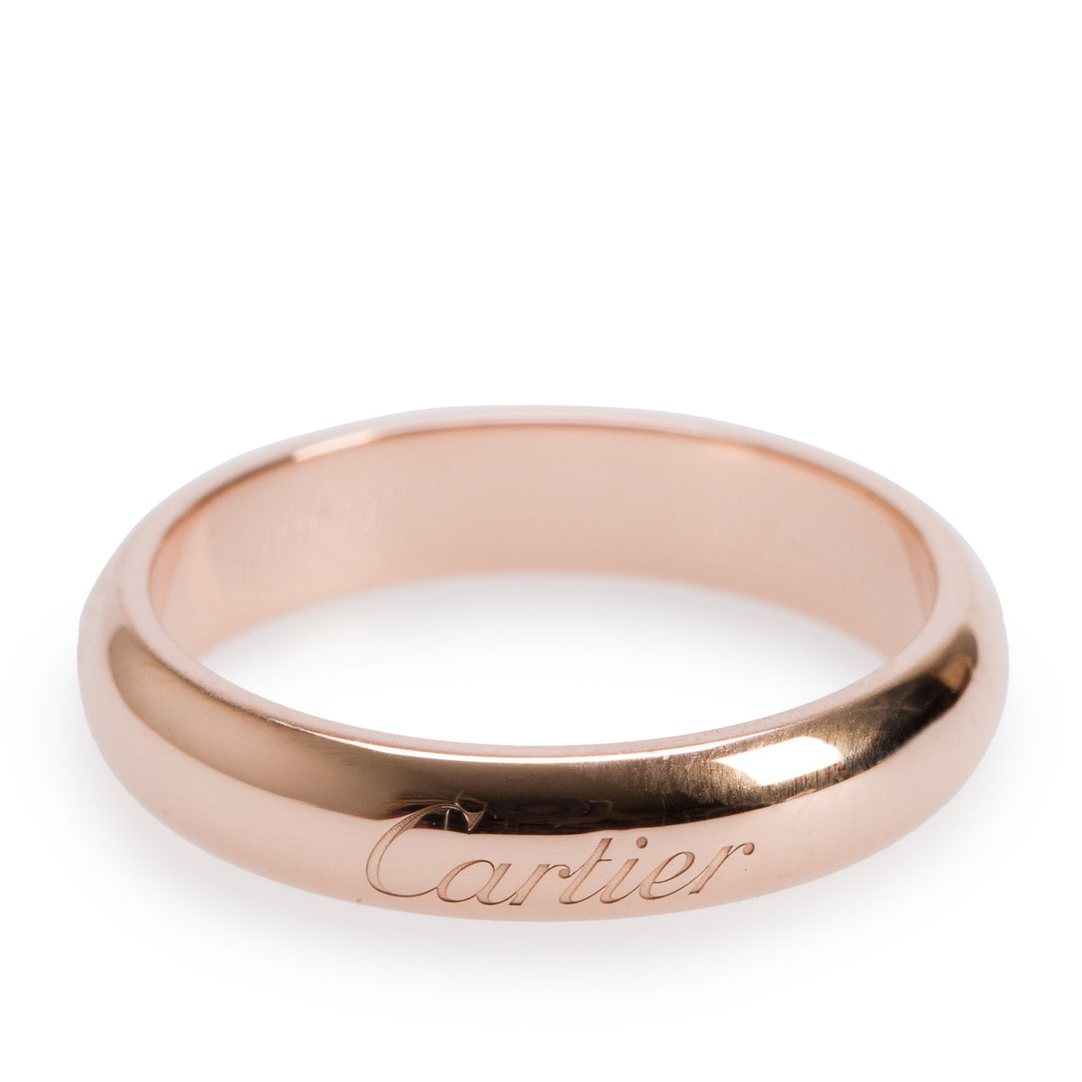 Cartier 18k Rose Gold 4 MM C de Cartier Wedding Band Ring, Size 54 7 w/ Box