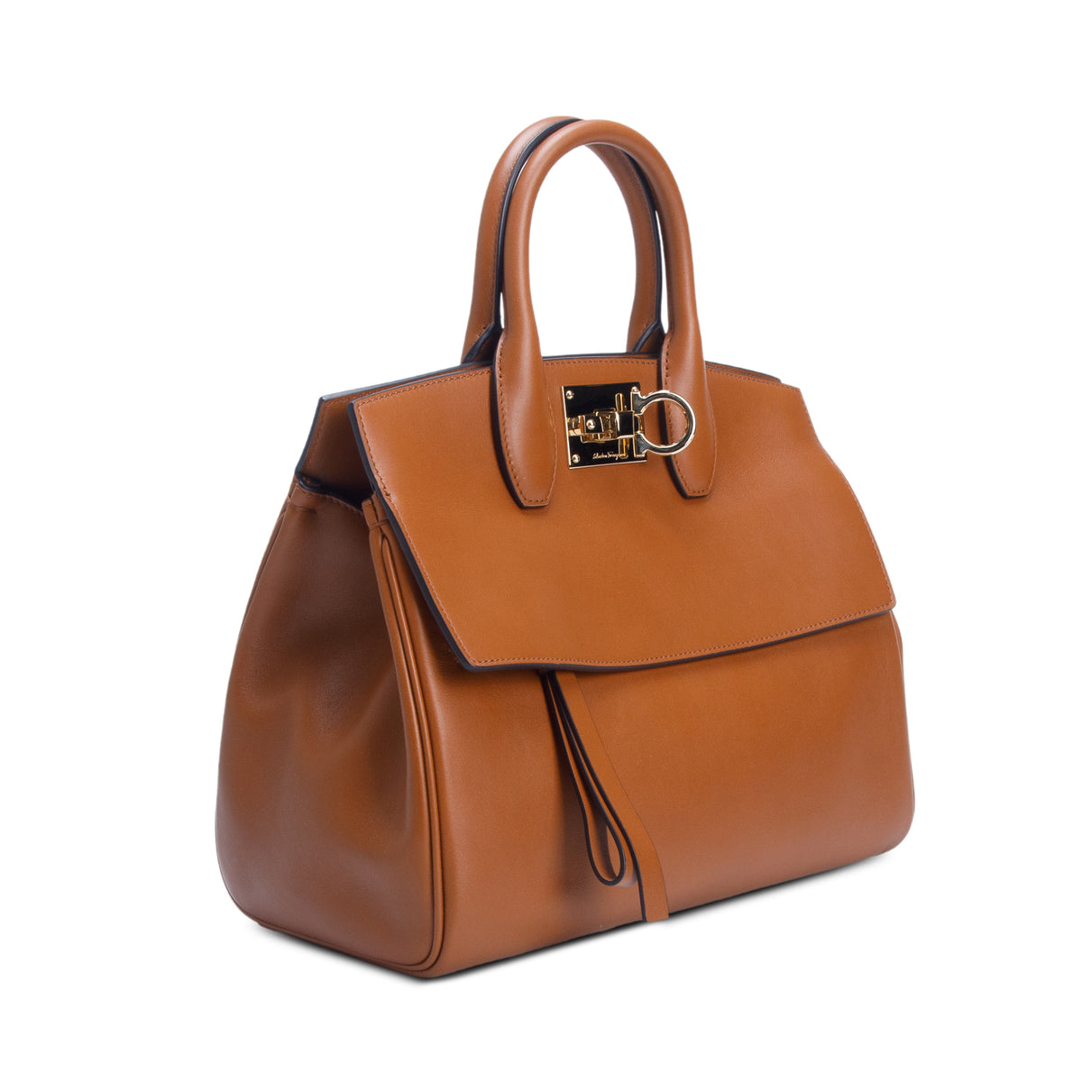 Ferragamo Brown Small Calfskin Studio Soft Bag w/ Pouch & Strap