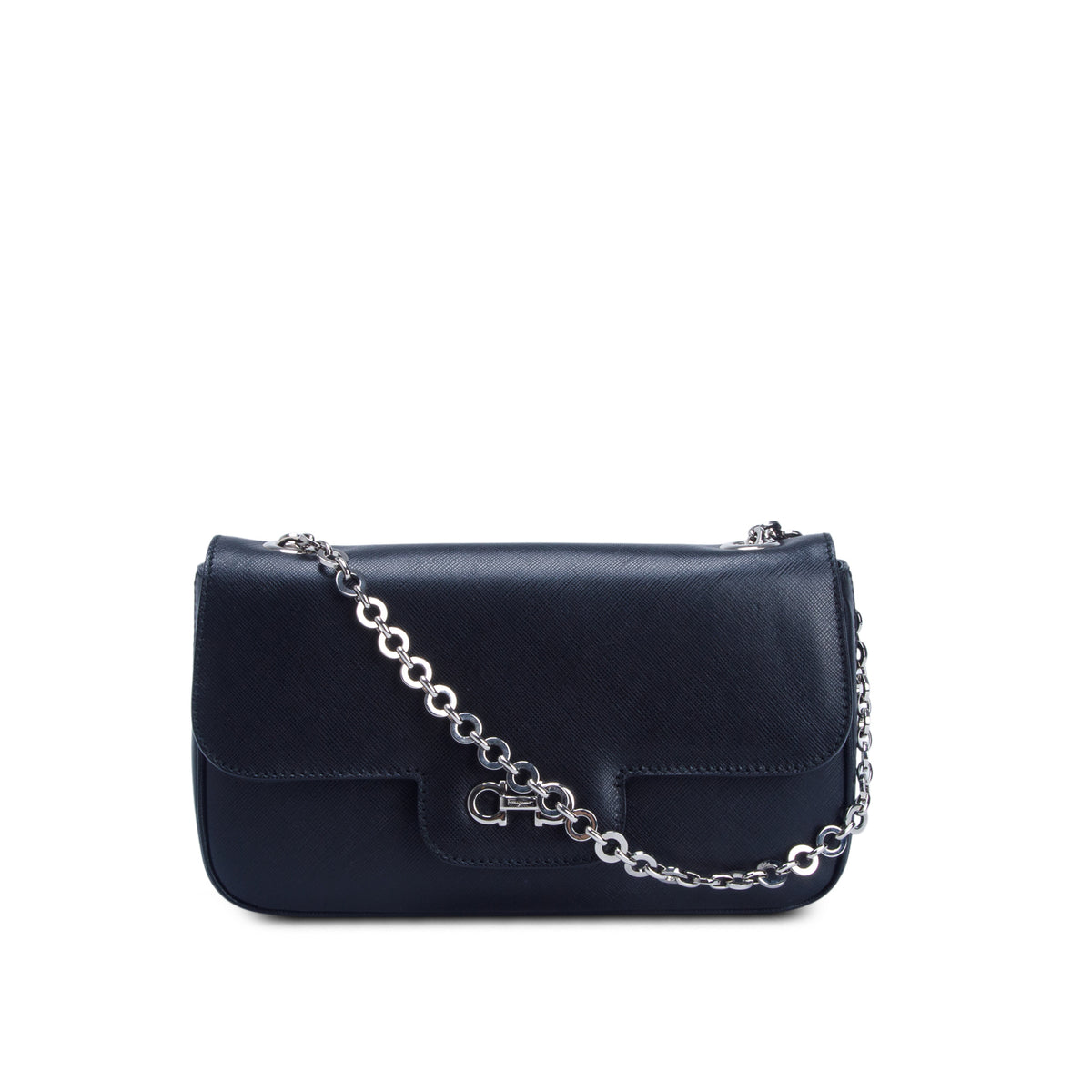 Ferragamo Black Leather Chain Shoulder Bag