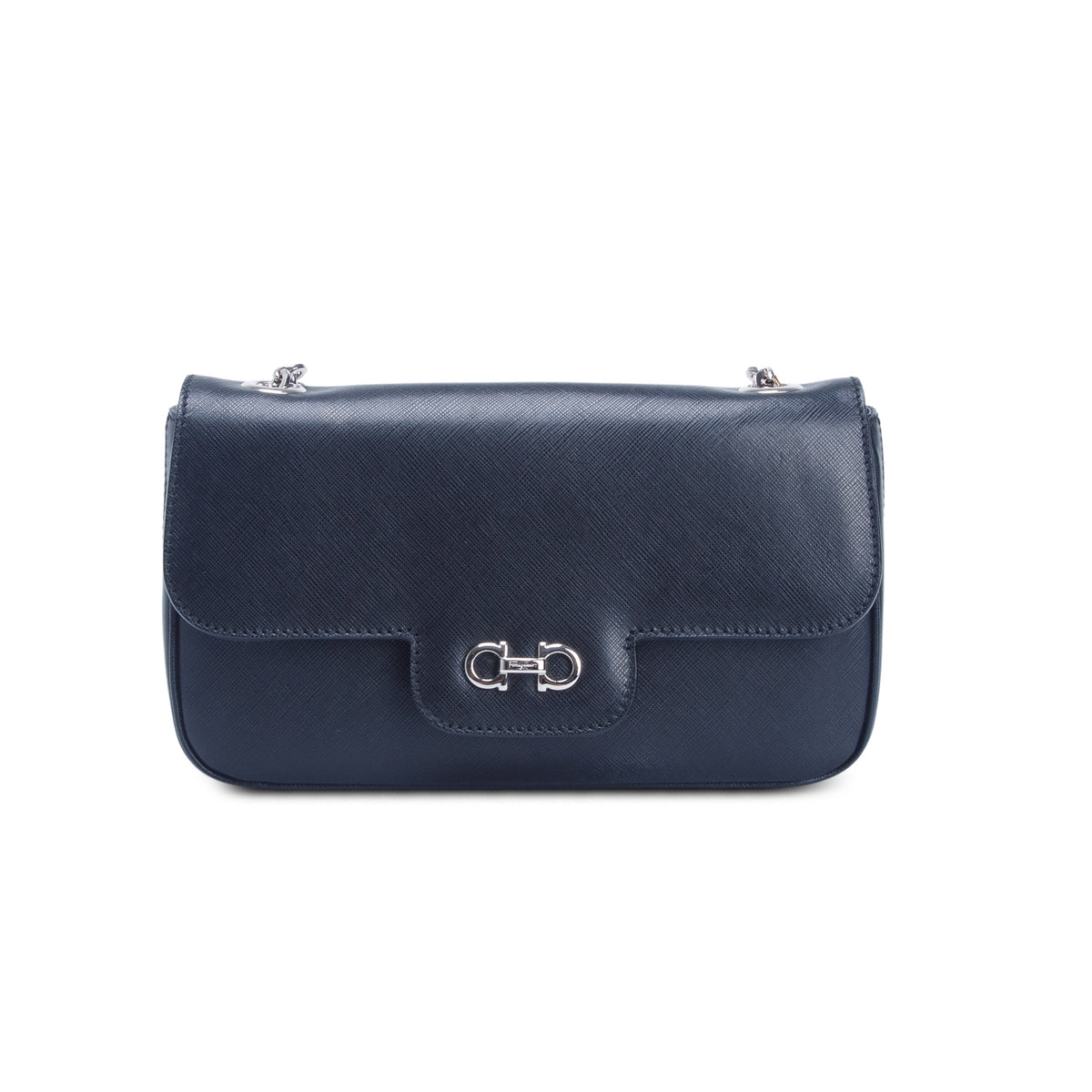 Ferragamo Black Leather Chain Shoulder Bag