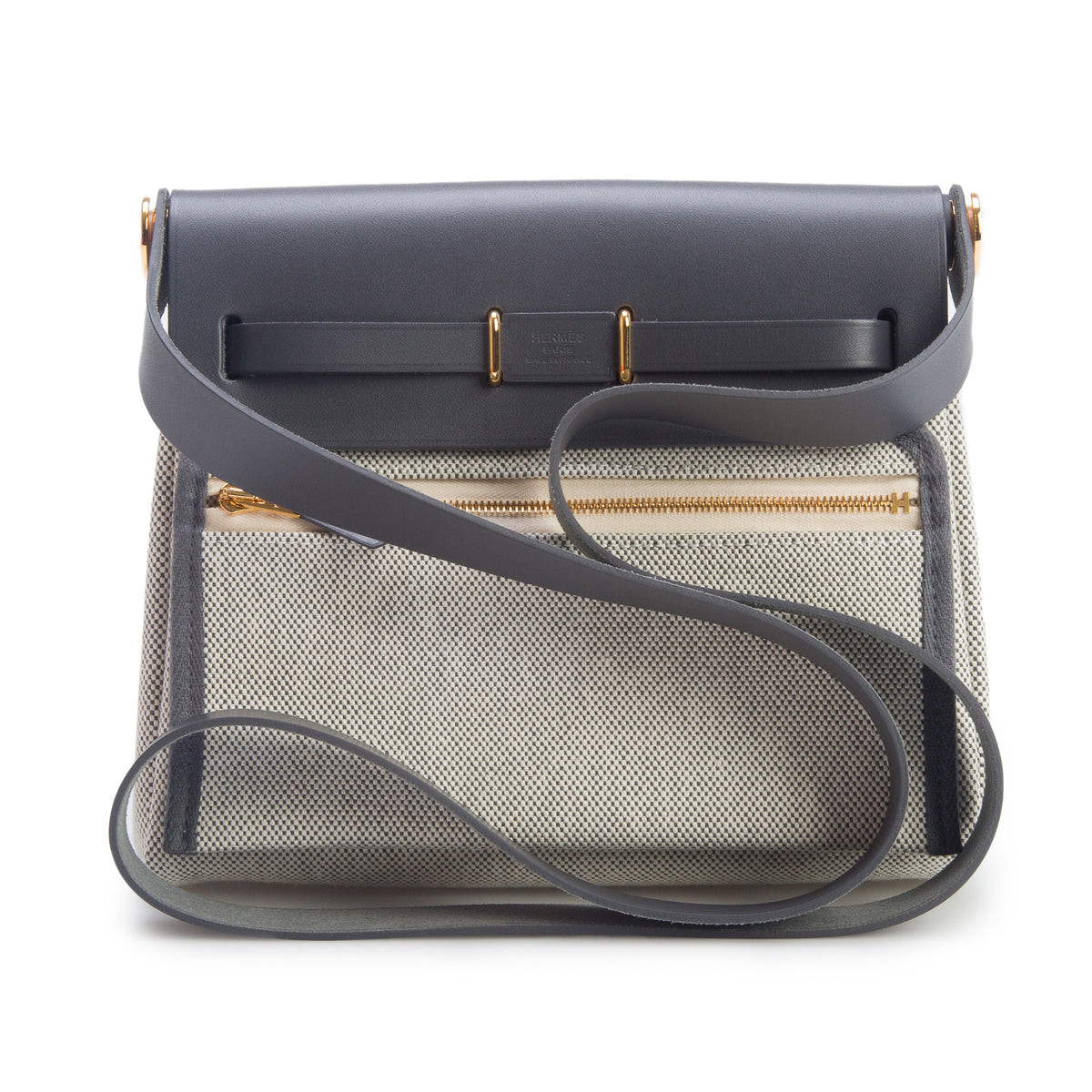 Hermes 2026 Ecru/Ardoise Military Toile Vache Hunter Herbag Zip Retourne 20 w/ Box & Receipt