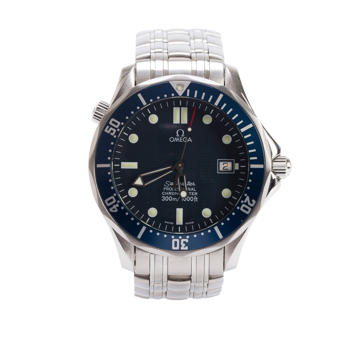 Omega Stainless Steel James Bond Seamaster Diver Chronometer 300M 41 MM Automatic Watch Blue Dial w/ Box & Papers