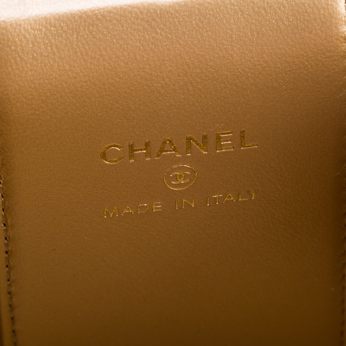 Chanel 2022 Pink Calfskin Leather Mini Pearl Crush Vanity Case w/ Box