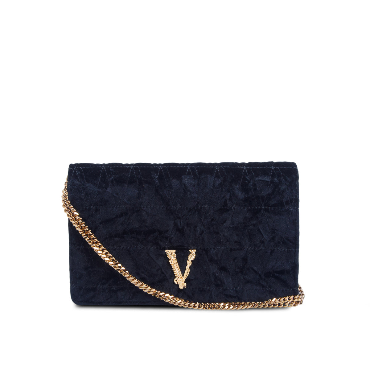 Versace Black Velvet Vitrus Clutch w/ Strap