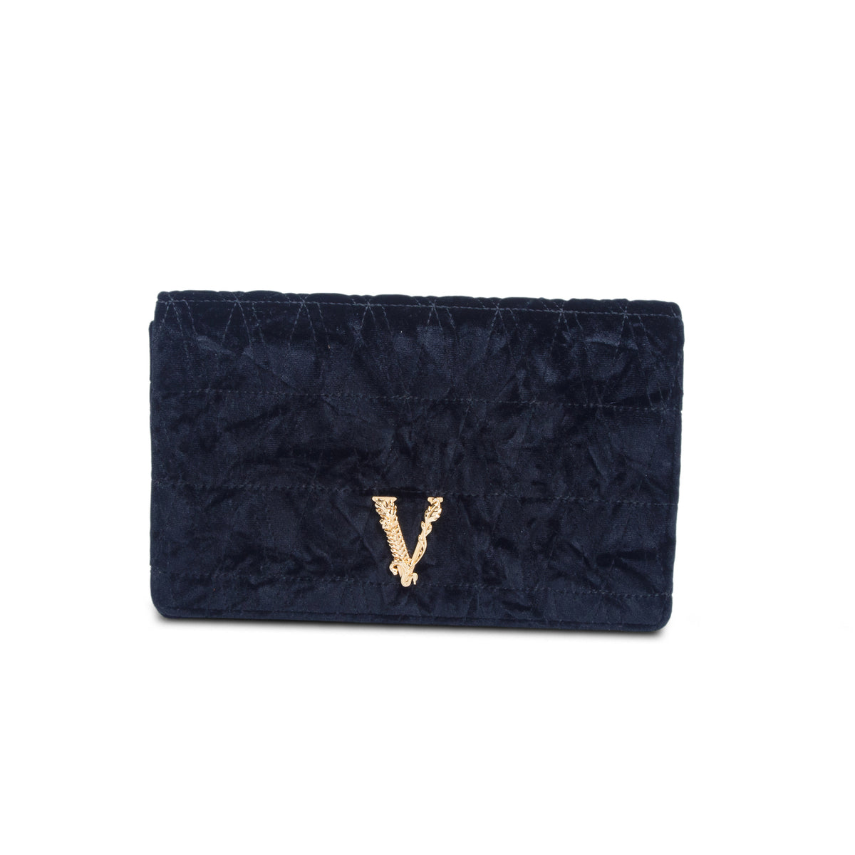 Versace Black Velvet Vitrus Clutch w/ Strap