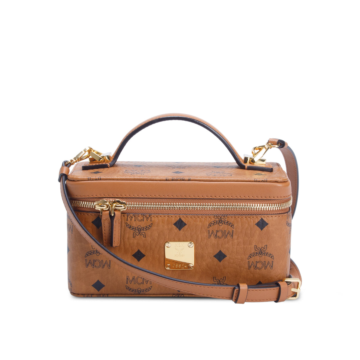 MCM Cognac Visetos Rockstar Vanity Case w/ Strap