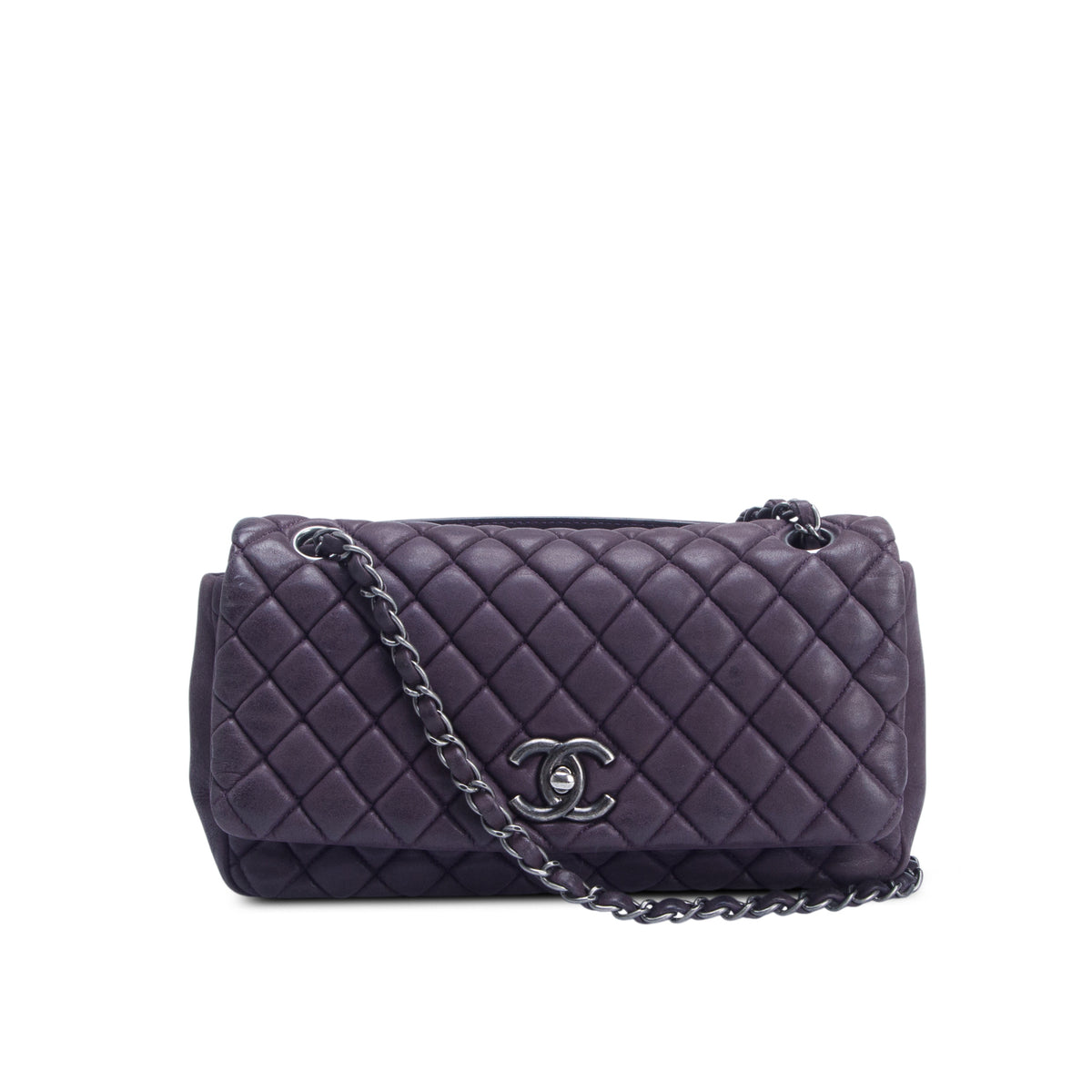 Chanel Purple Lambskin Bubble Quilt Flap