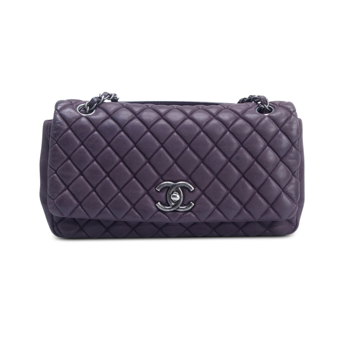 Chanel Purple Lambskin Bubble Quilt Flap