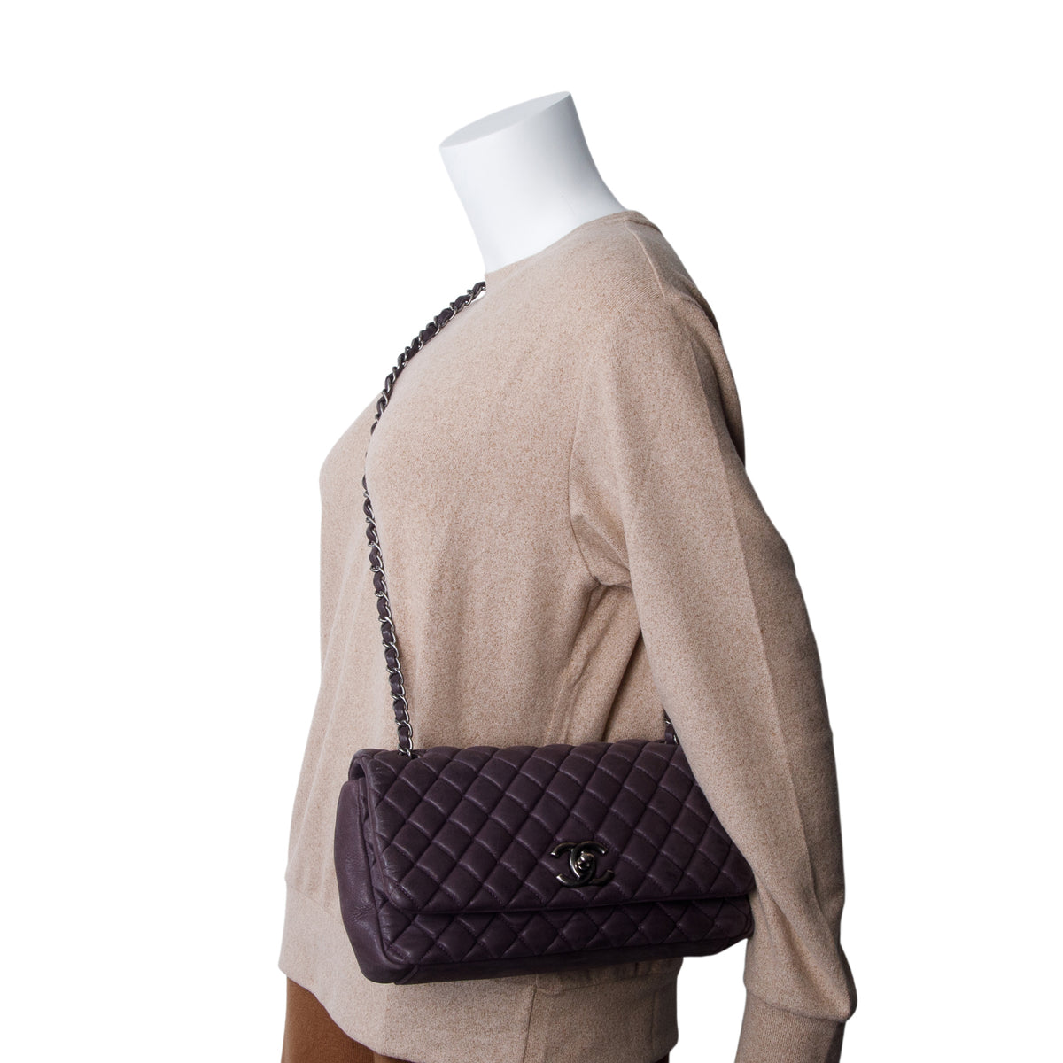 Chanel Purple Lambskin Bubble Quilt Flap