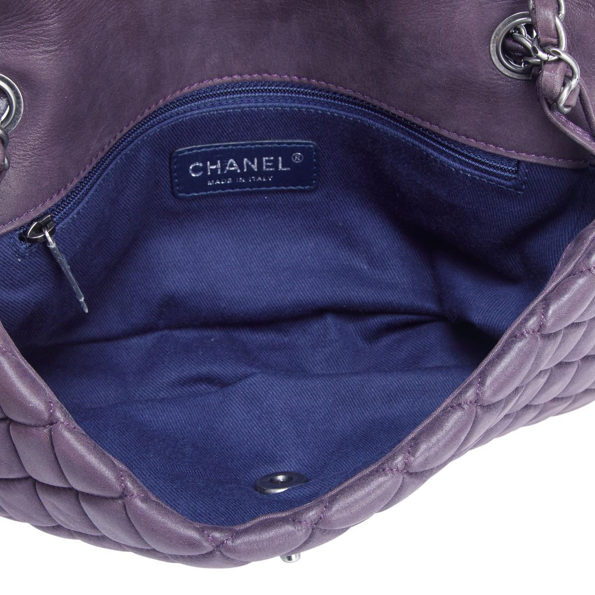 Chanel Purple Lambskin Bubble Quilt Flap