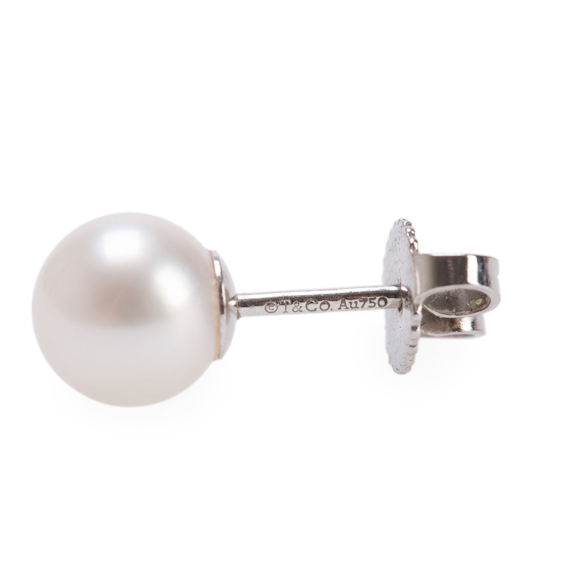 Tiffany & Co. 18k White Gold Pearl Stud Earrings, 7-7.5 MM